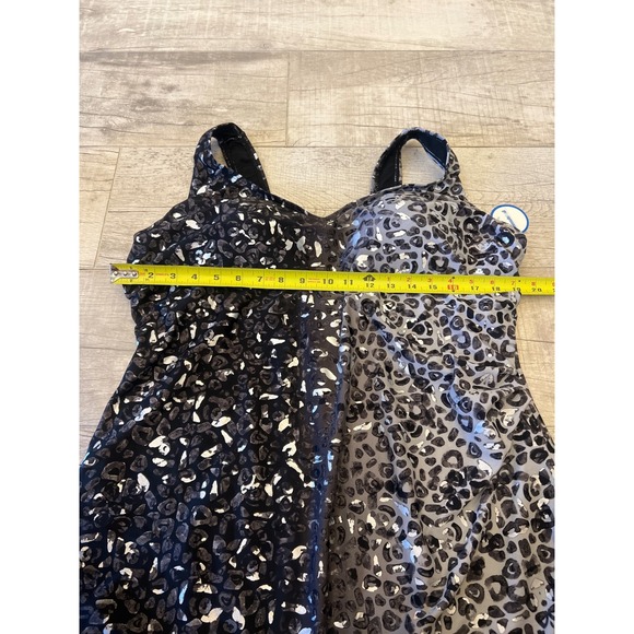 Swimsuits for All One Piece Swimsuit Leopard Animal Print New Black Gray Size 24 - Picture 5 of 12